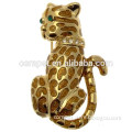 Wholesale 4.2*2.5cm Bronze Enamel Gold Tone Vintage Style Tiger Cat Brooch